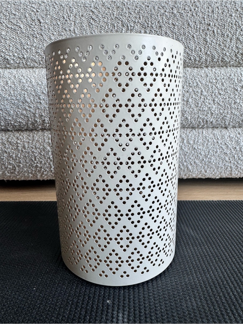 Threshold Cream Perforated Metal Hurricane Lantern Candle Decor Neutral Diamond